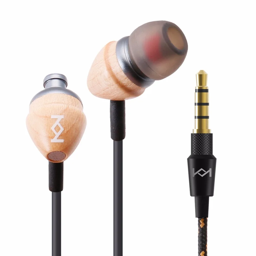 

H70 Wooden Headset for 3.5mm jack Mobile Phones with MIC Handsfree Wire Control In-Ear Earphone for iPhone 6 Xiaomi - Maple Wood
