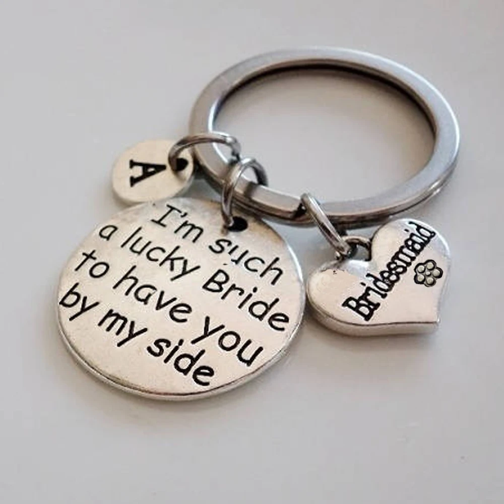 

Bridesmaid Gift I'm Such A Lucky Bride To Have You By My Side, Maid of Honor Wedding Keepsake Keychain Thank You Gift Jewelry