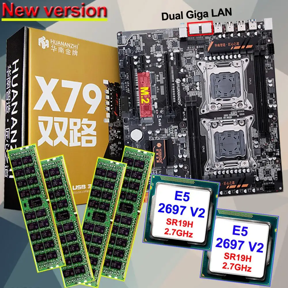 Скидка HUANAN Чжи двойной X79 LGA2011 материнской bundle материнской платы с M.2 слот Процессор Intel Xeon E5 2697 V2 2,7 ГГц оперативная память 32G (4*8G) Скидка HUANAN Чжи двойной X79 LGA2011 материнской bundle материнской платы с M.2 слот Процессор Intel Xeon E5 2697 V2 2,7 ГГц оперативная память 32G (4*8G)