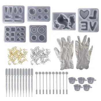 

Handmade Professional DIY Jewelry Making Disposable Gloves Pins Necklace Pendant Ear Stud Silicone Molds Dropper Measure Cup