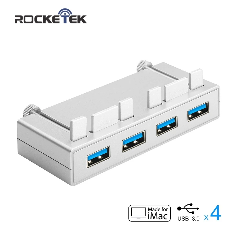 baratas 4 Rocketek multi usb 3.0 hub port splitter adaptador DC Interface De Alimentação para iMac Unibody Fino pc acessórios de computador