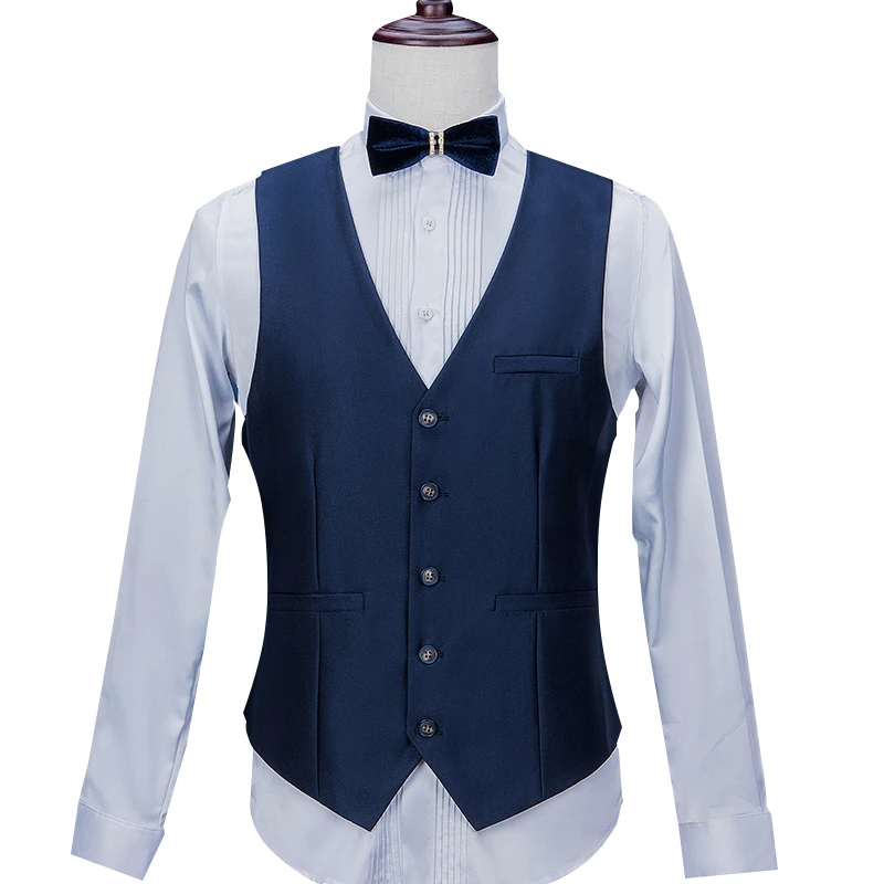 2018 Navy Blue Formal Wedding Suits for Men Satin Shawl Lapel Slim Fit Groom Tuxedo Retros Blazer 3 Pieces Ternos Masculino