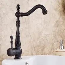 Free Shipping Polished Black Kitchen Faucet Brass Swivel Kitchen Sinks Faucet 360 degree rotating water tap Kitchen Mixer Tap