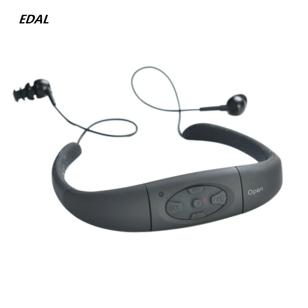 

EDAL Waterproof 8GB Water Swimming Sport MP3 Music Player Neckband Stereo Earphone Audio Headset with FM for Diving Swimming