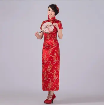 

New Arrival Chinese Style Women Traditional Dress Silk Satin Cheongsam Long Qipao Top Plus Size S M L XL XXL 4XL 5XL 6XL J3092