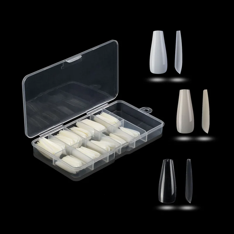 

100Pcs Artificial False Nails Ballerina Clear/Natural/white Long Coffin Nails Tips Fake Nails Full Cover Detachable Nails Art