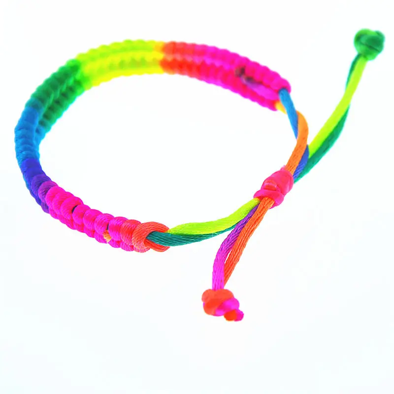 Ufavoirte брендовые Модные Цветные веревочные браслеты и браслеты для женщин ювелирные изделия Женский Радужный флуоресцентный цветной плетеный браслет