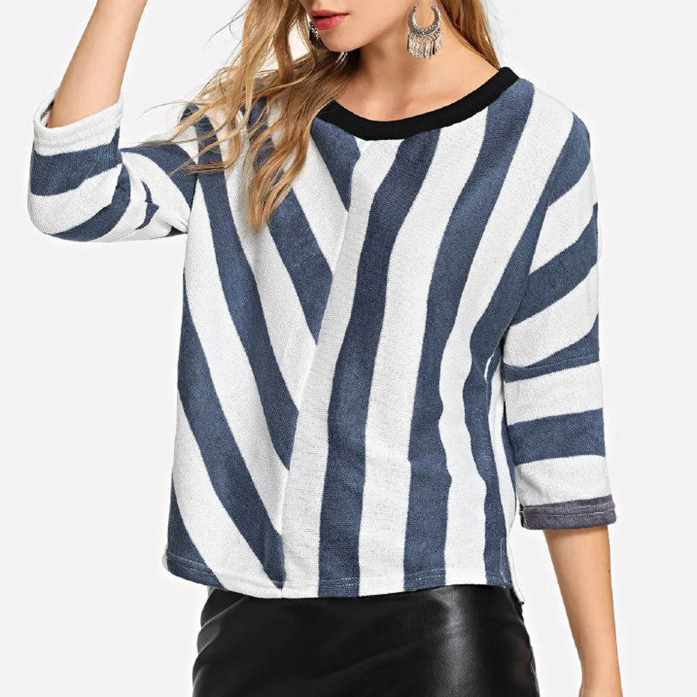 womens tops and blouses O Neck Long Sleeve Knitted