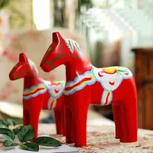 2 шт./компл. деревянный Nordic Швеция дала роспись “красная лошадь” из ремесла украшения