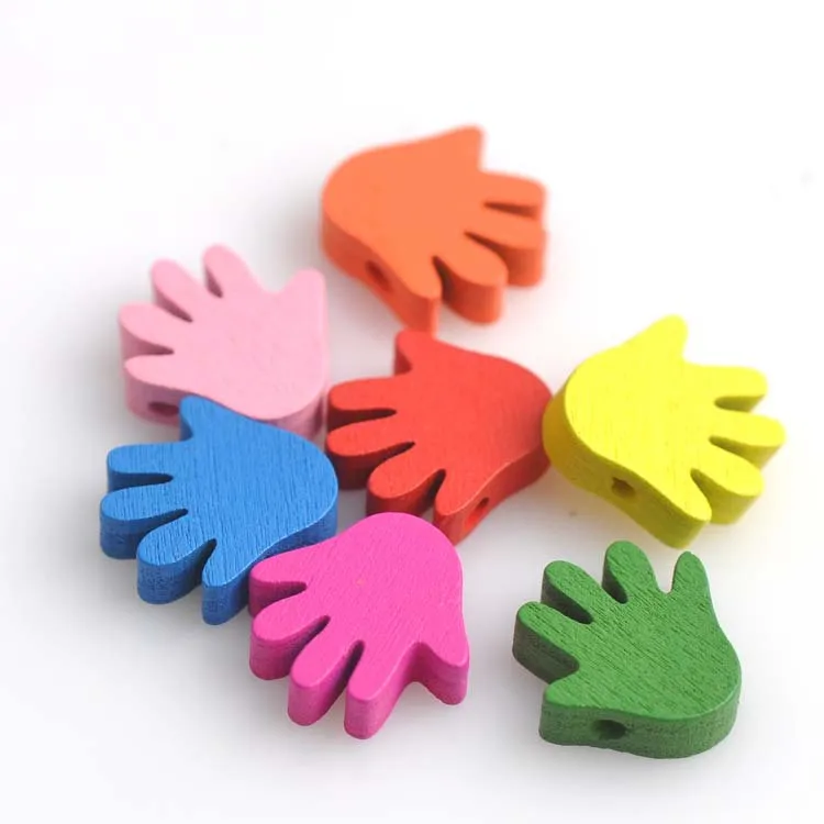 

100pcs Mixed Palm Pattern Wooden Spacer Beads For Jewelry making DIY 17x17mm MT0035