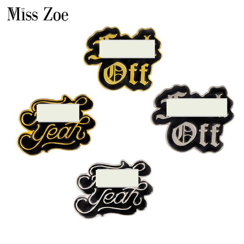 

Punk Black Dark Enamel Pins Yeah OFF Brooches Cap Backpack Clothes Lapel Pins Custom Badges Dark Cool Rock Jewelry