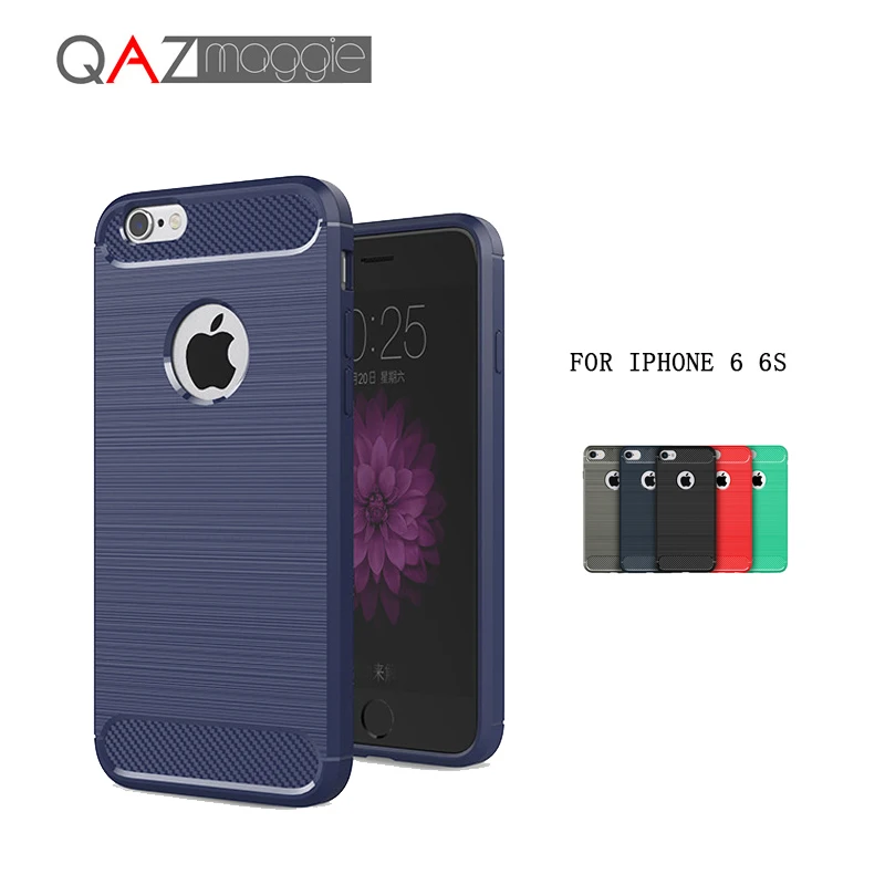buy QAZ Maggie Case for Apple iphone 6 6S Cover Silicone Soft TPU Brushed Carbon Fiber Texture Cover sFor iphone 6S Case