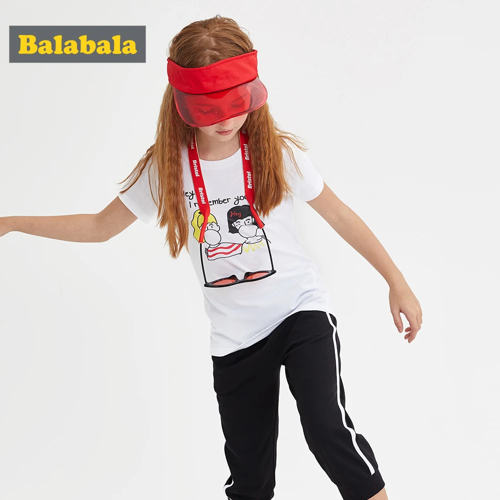 Детский летний спортивный комплект BalabalaGirls футболка из 100% хлопка с принтом и