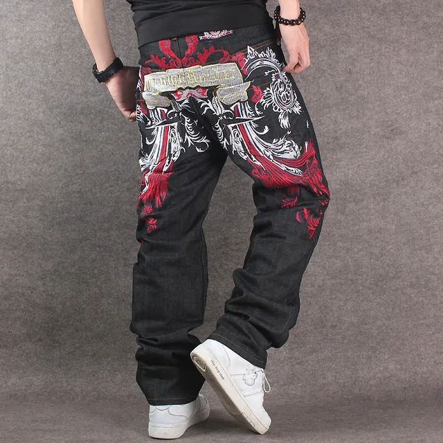 2017 Men's Black Baggy Jeans Hip Hop Designer CHOLYL Brand Skateboard ...