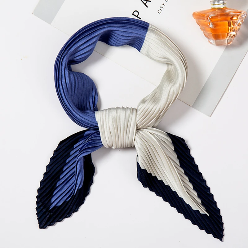 Женский квадратный шелковый шарф Элегантные шейные платки с модным принтом складчатые шарфы для дам повязка на голову Женский фуляр платок