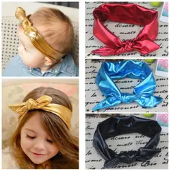 Новая повязка на голову для девочек Ободки для девочек полосатый бронзирующий галстук-бабочка аксессуар, лента для волос Эластичные