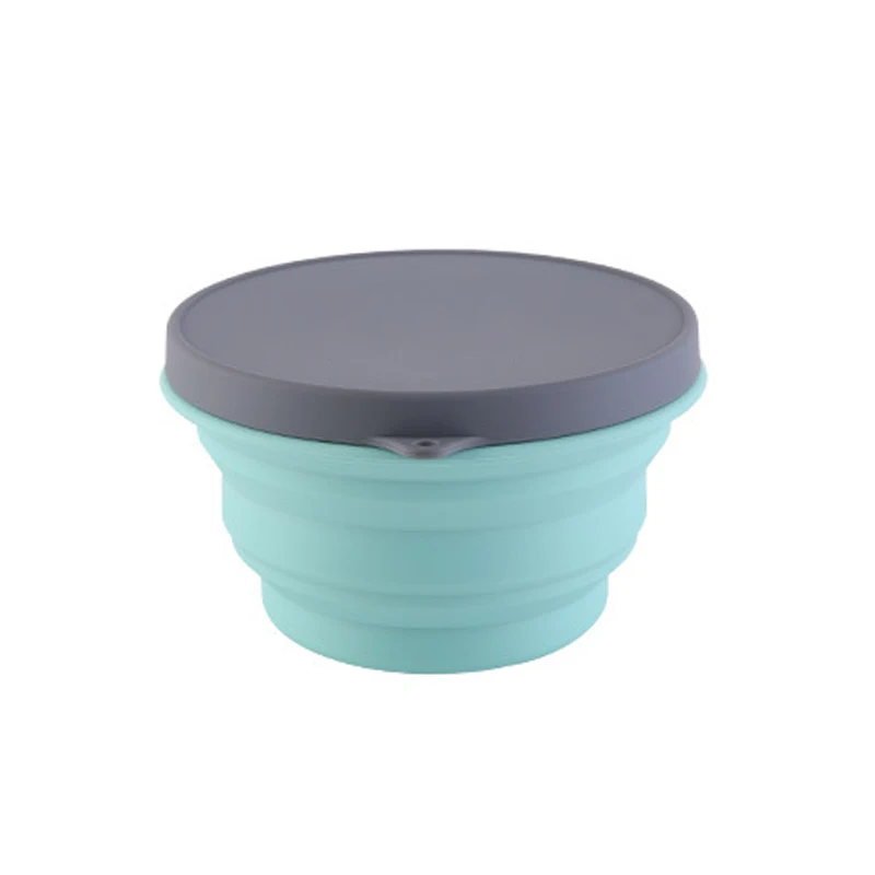Silicone Collapsible Travel Folding Camping Bowl with Lids Expandable