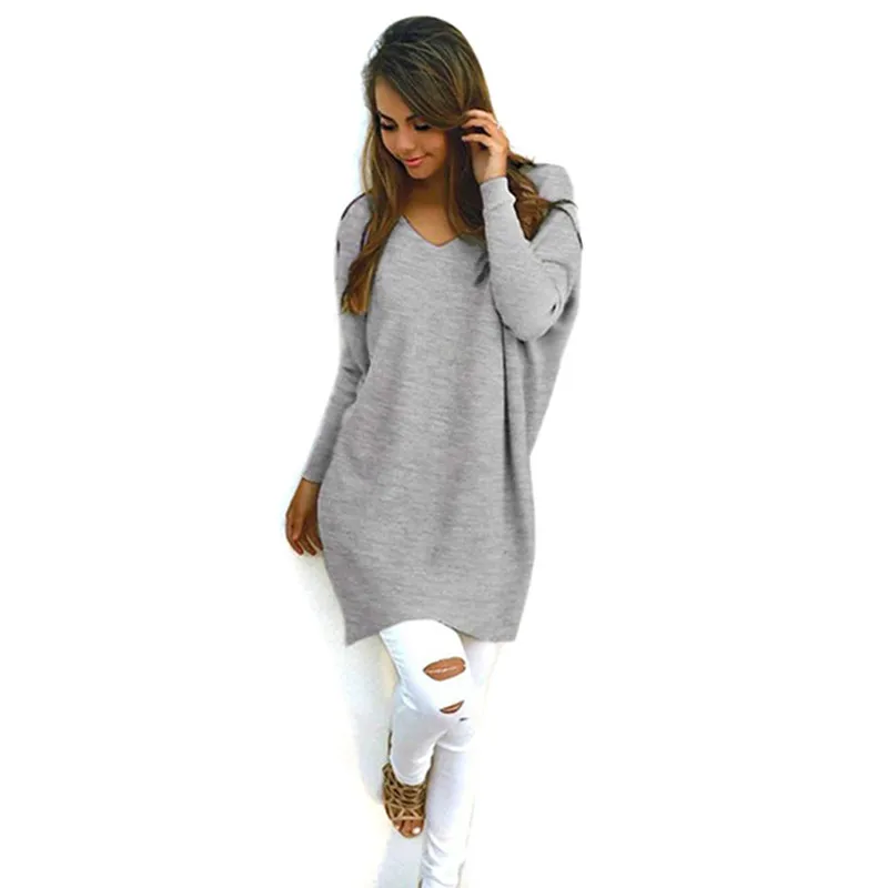 

2018 Autumn Winter Sweater Women Round Neck Pullover Knit Sweater Over Size Loose Long Sleeves Women Tops Bottom Shirt Sweater