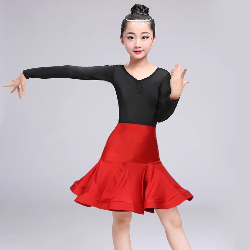 winying Kids Girls Youth Dance Skirt Latin Ballroom Samba Tango Practice Dress with Shorts Mini Skirt 