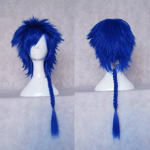 HAIRJOY Стальной алхимик Эдвард Элрик блонд косплей парик вьющиеся плетеные синтетические волосы высокая температура волокна - Цвет: royal blue