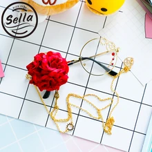 Sella ретро круглые женские розовые украшения Роскошные стимпанк очки оправа Лолита Harajuku стиль женские очки