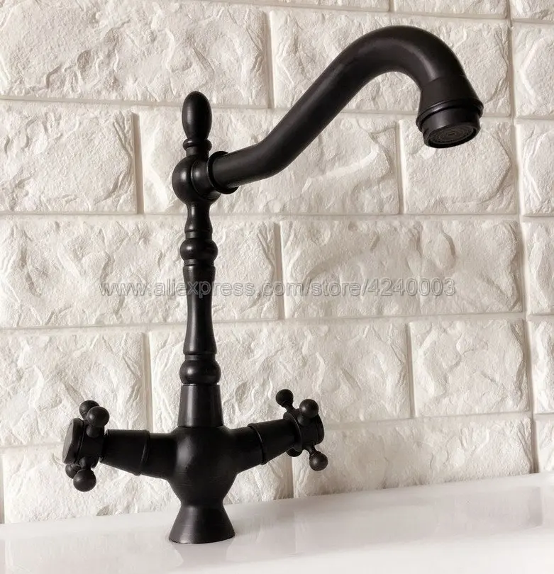 

Black Oil Rubbed Bronze Bathroom Kitchen Sink Faucet Deck Mount Hot and cold Crane Vanity Sink Mixer Taps Knf380