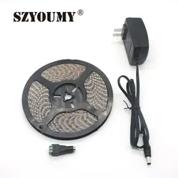 SZYOUMY 3528 600 светодиодный 5 м 120 светодиодный/м 12 В smd гибкий светодиодный свет + 2а мощность + адаптер постоянного тока белый/теплый