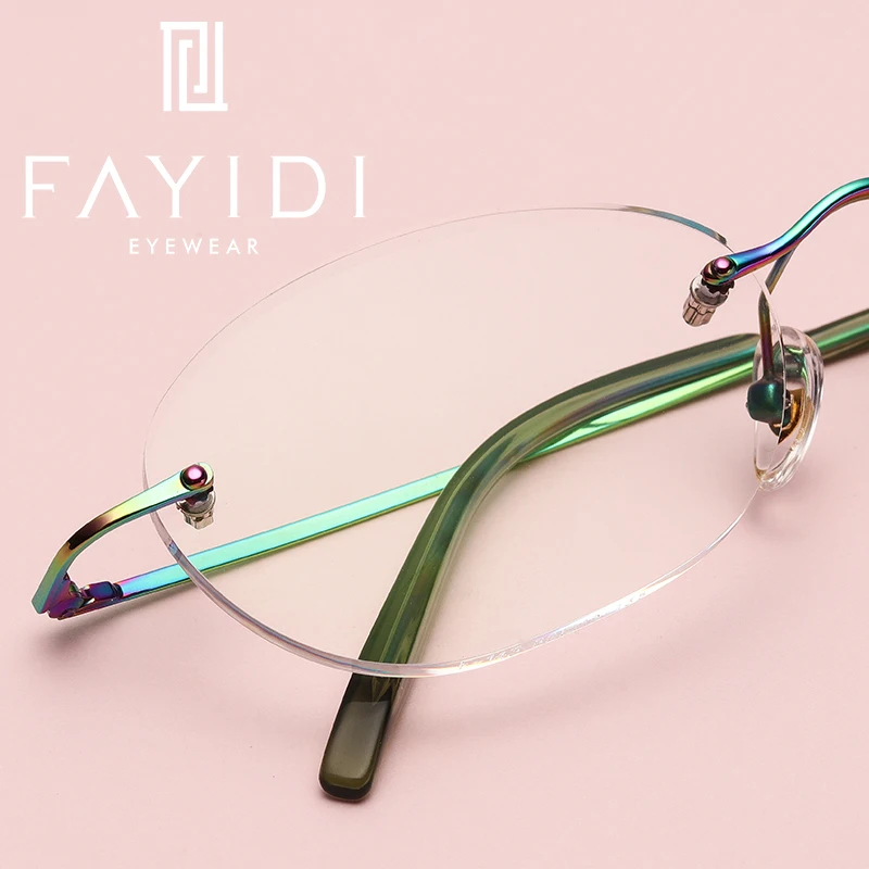 

Metal glasses frame women retro computer optical myopia hyperopia rimless prescription eyewear frames #F143