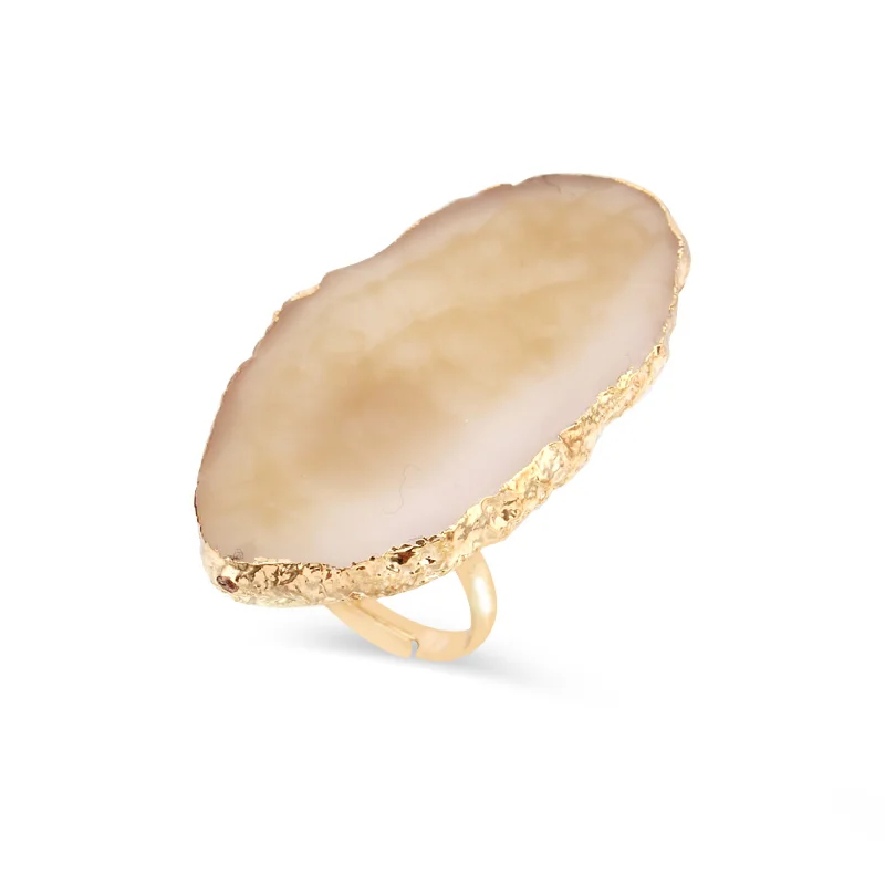 

Dayoff European Boho Wide Ring for Women Fake Drusy Druzy Wide Ring Jewelry Pink Wedding Rings Charm Jewelry R70
