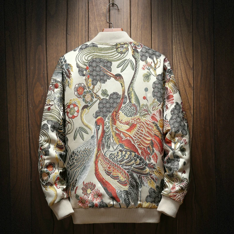 Casual Mens Jacket 2019 New Fashion Embroidered Stand Collar Jacket Boutique Large Size Men's Hip Hop Streetwear Men's Jacket