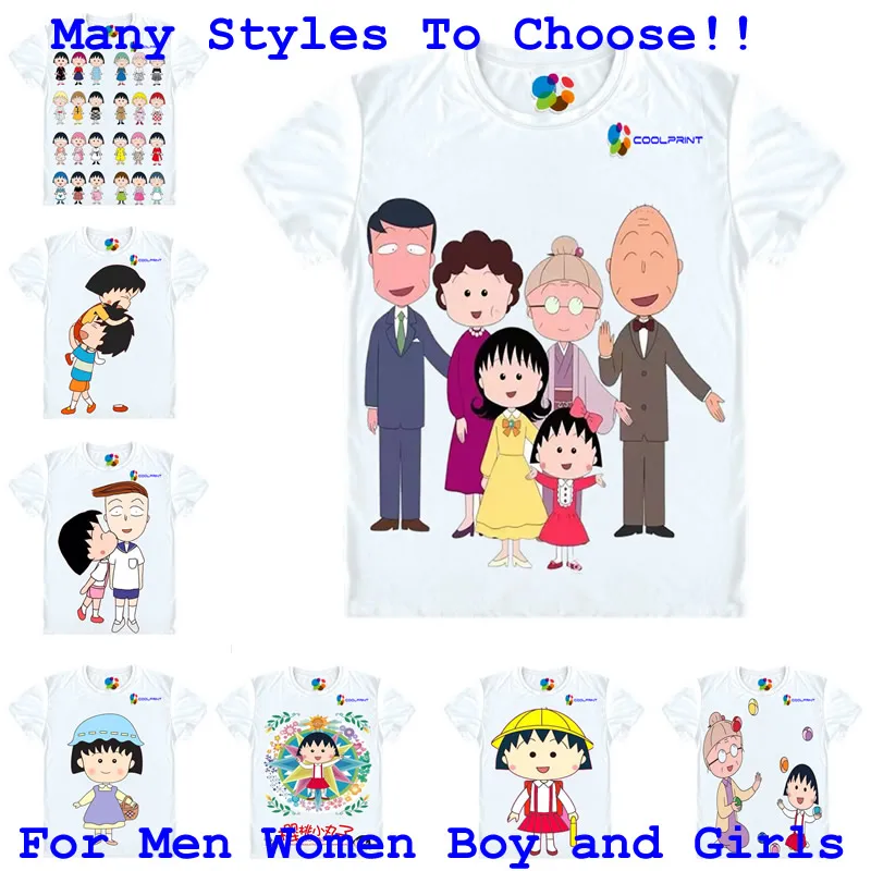 Аниме рубашка Coolprint Chibi Maruko chan мужские и женские футболки с коротким рукавом