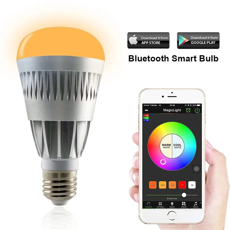 

Magic Light Bulb E27 Pro Wifi Bluetooth Smart phone Controll Wake Up Adjusatable Brightness Multicolor LED energy saving Light