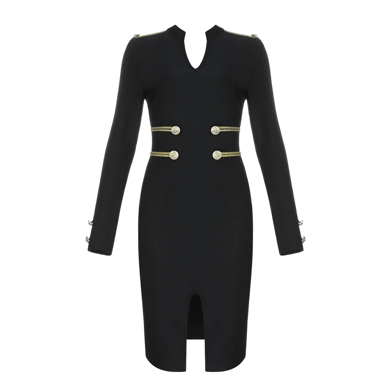 Ocstrade Christmas Party 2019 High Quality New Fashion Women Embellished Green Sexy Bandage Dress Long Sleeve Bodycon Dress