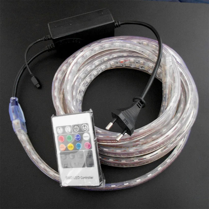 SMD 5050 LED Strip AC220V 60 LEDsm Flexible Waterproof Decor Lighting String Tape LED Lamp With Power Plug 1M 2M 5M 10M (10)