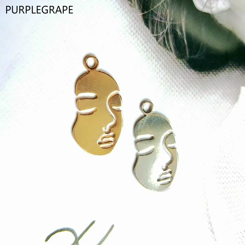 

PURPLEGRAPE Minimalist European and American face temperament personality DIY handmade earrings accessories female models 4pcs