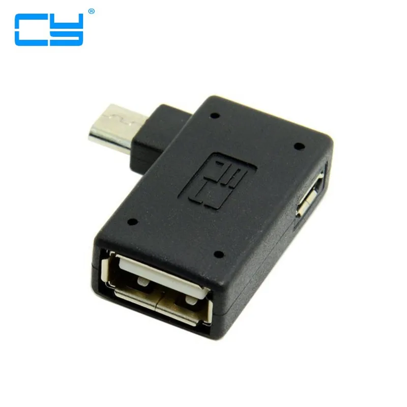 

90 Degree Right Angled Micro USB 2.0 OTG Host Adapter Adaptor with USB Power for Smartphone Cell Phone Tablet