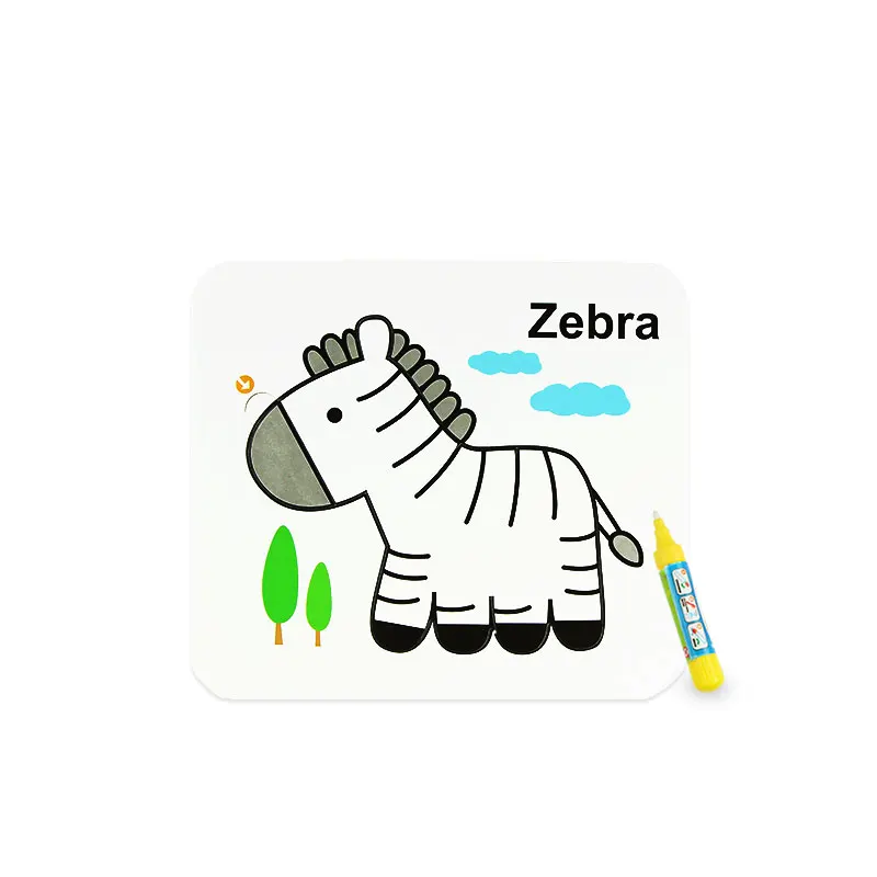 Детская обучающая игрушка нарисованная картина животное/пазл с транспортом Волшебная водная карточка для рисования Пазлы игрушки Детские Обучающие карты детские игрушки - Цвет: Zebra