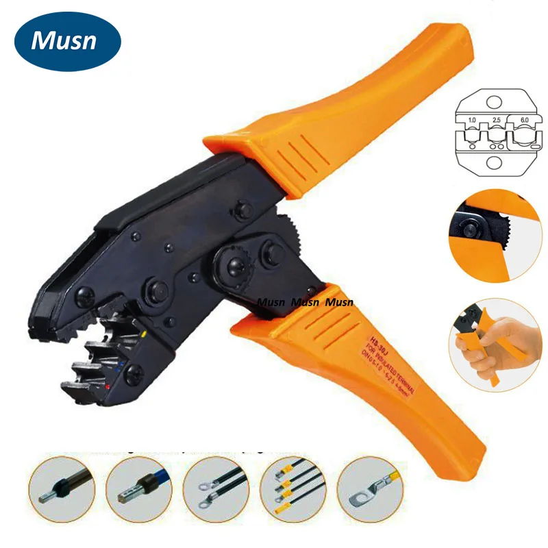 

ferrule crimper ranges 0.5-6mm2 / 22-10 AWG for electrical wire end-sleeves and hose clamp crimping work tools HS-30J