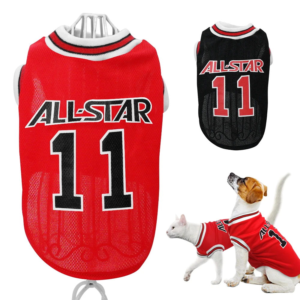 

Summer Dog Clothes Breathable Dog Vest T Shirt Sportswear Dogs Cat Basketball Cloth for Small Medium Dogs Puppy Pitbull