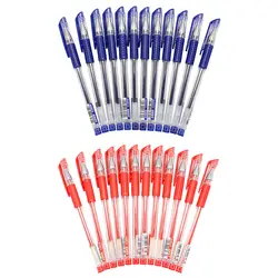 12 шт./лот 0,5 мм гелевая ручка красный/синий Пластик чернила ручки для школы Написание Офис студент поставляет канцелярские нейтральной