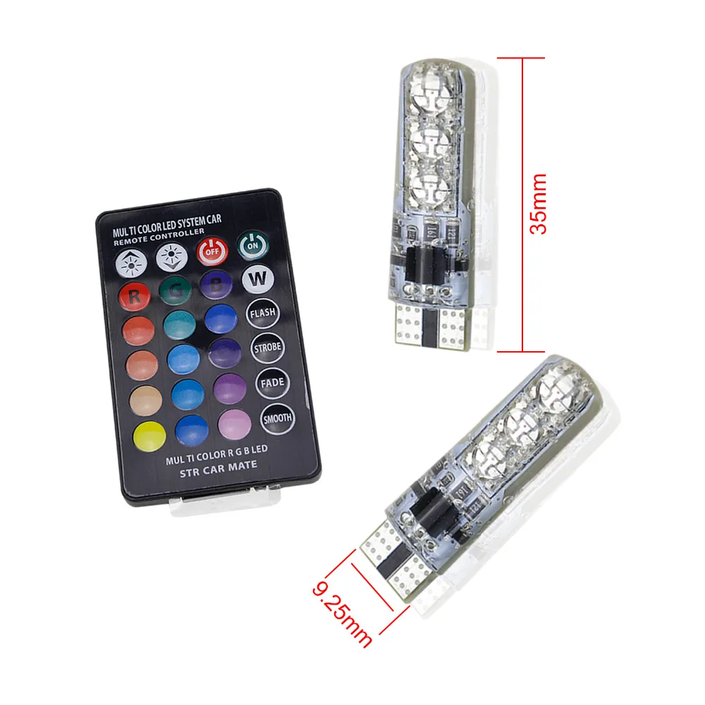 CARLITS T10 LED W5W ������ ����, RGB LED ����, 194 168 6SMD 5050 �Ǹ��� ��Ʈ�κ� ����, �ڵ��� ���� ���̵� ����Ʈ, 12V ����