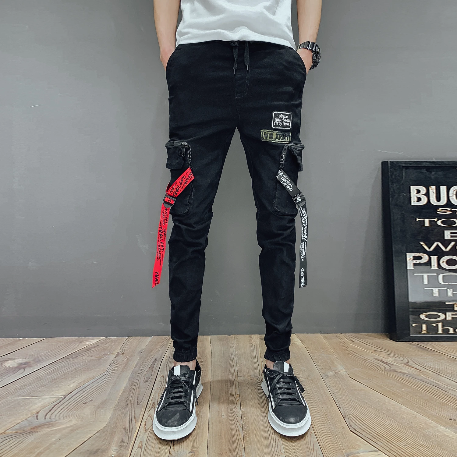 

2019 New Men Pants Hip Hop Joggers Fashionable Overalls Trousers Casual Pockets black Army green Mens Sweatpants Pencil pants