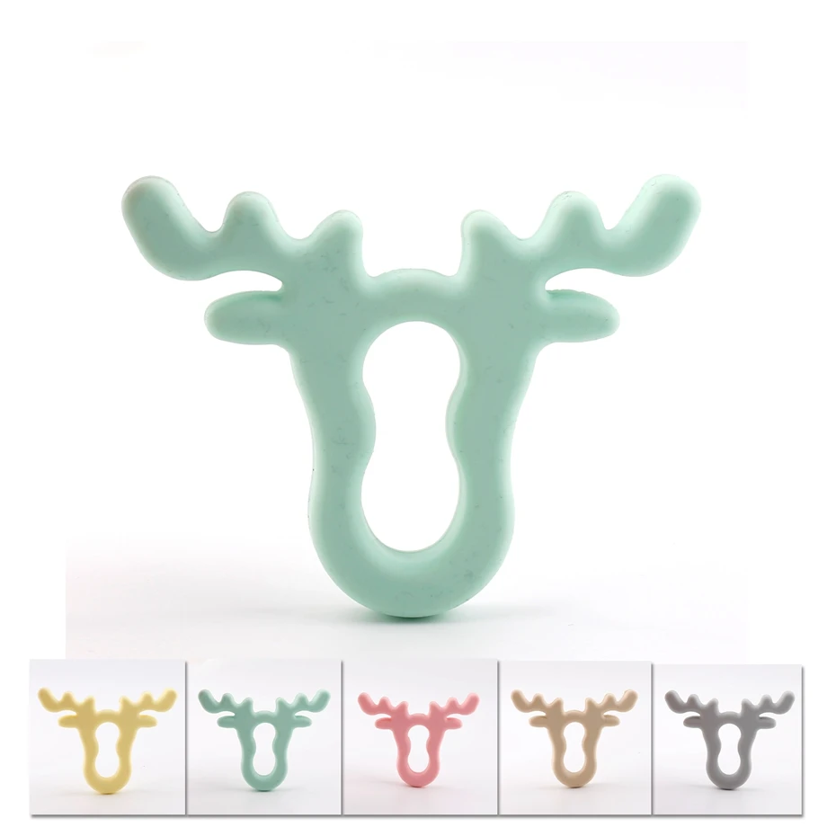 

Bite Bites Silicone DIY Crafts Accessories Deer BPA Free Silicone Teether Pendant Strengthening Tooth Christmas Baby Teether