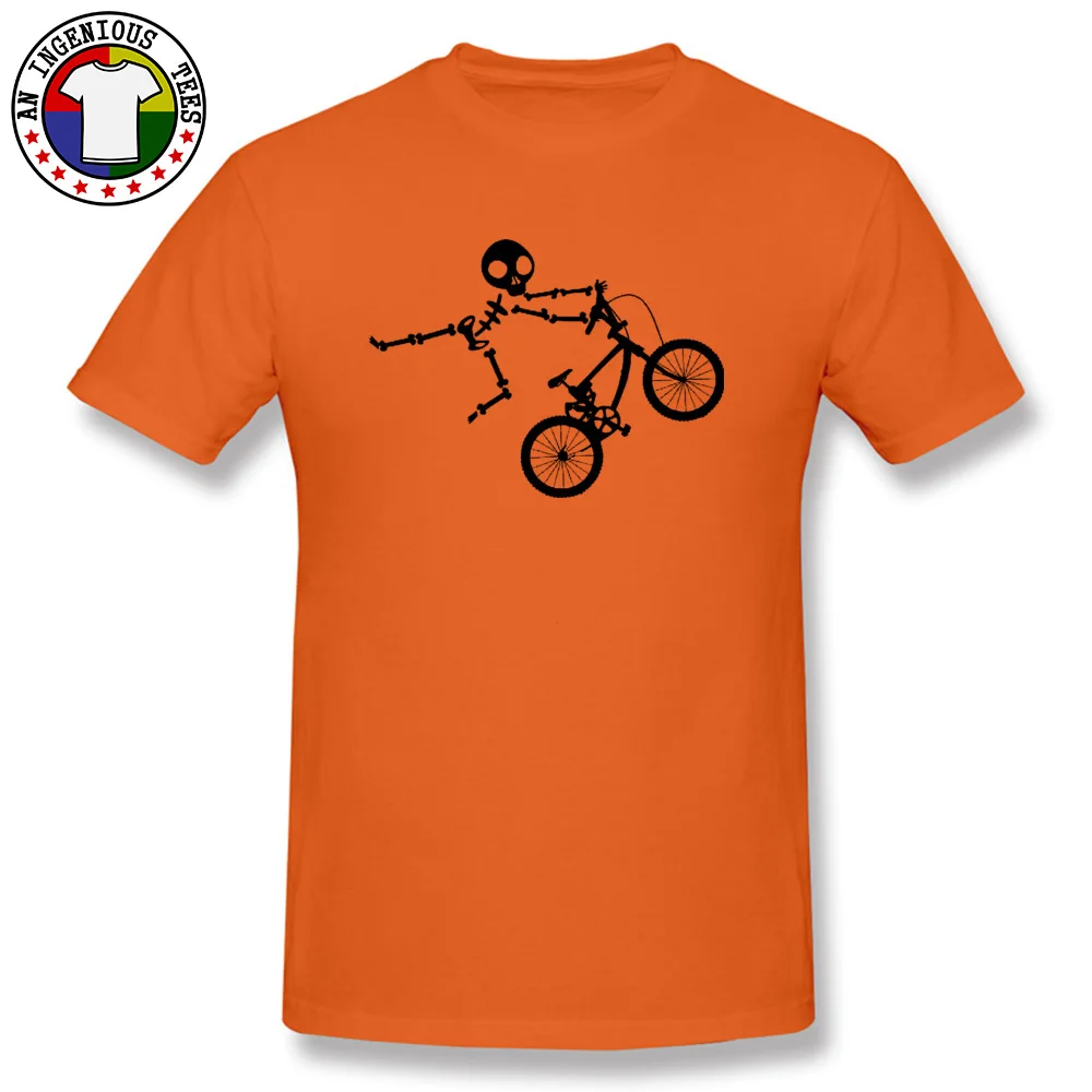 Latest Skeleton-BMX-Cycle Custom Short Sleeve T-Shirt Fall O Neck Pure Cotton T Shirt for Men T-shirts Leisure Skeleton-BMX-Cycle orange