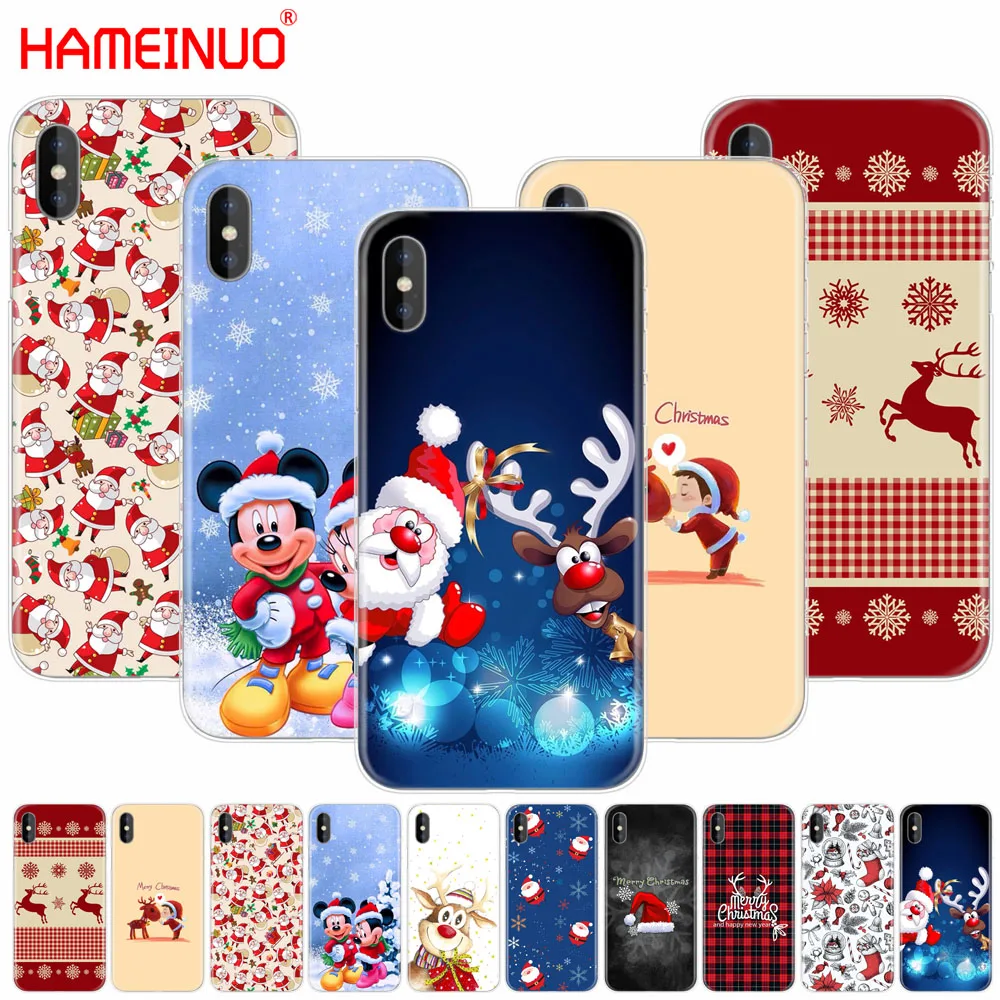 

HAMEINUO Merry Christmas Santa Claus Deer new year cell phone Cover case for iphone X 8 7 6 4 4s 5 5s SE 5c 6s plus