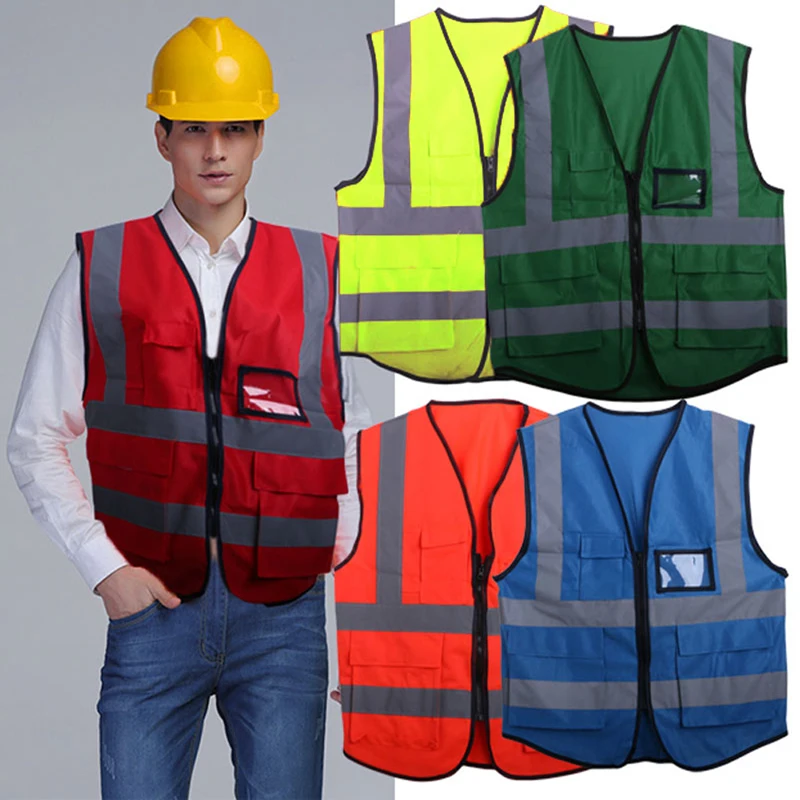 Новинка, многоцветная Защитная жилетка Hi-Vis, светоотражающая куртка, Безрукавка С 5 Карманами, Прямая поставка