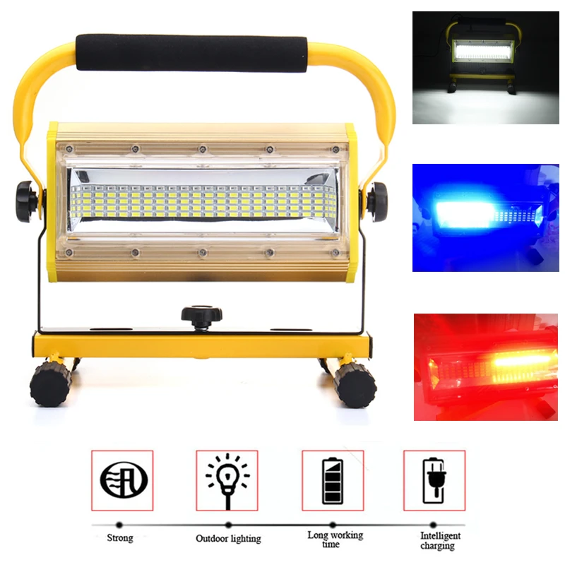3 цвета Перезаряжаемые 100W Портативный Светодиодный прожектор светильник рабочий светильник 100 Светодиодный точечный светильник Рабочая лампа для кемпинга на открытом воздухе светильник Инж