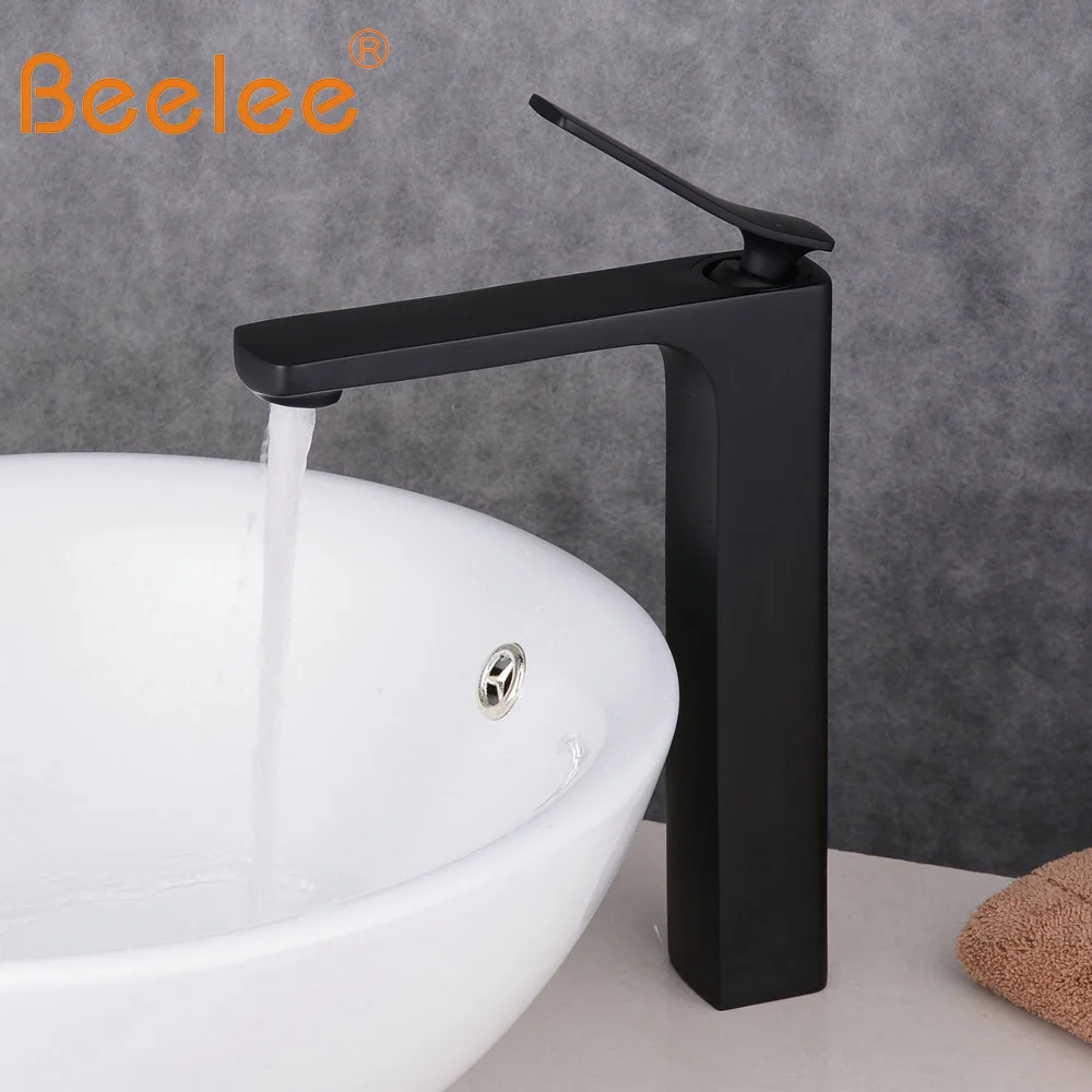 

Beelee Bathroom Vanity and Sink Combo Mixer Tap Single Handle One Hole Toilet Basin Matte BlackGrifo Lavabo Faucet