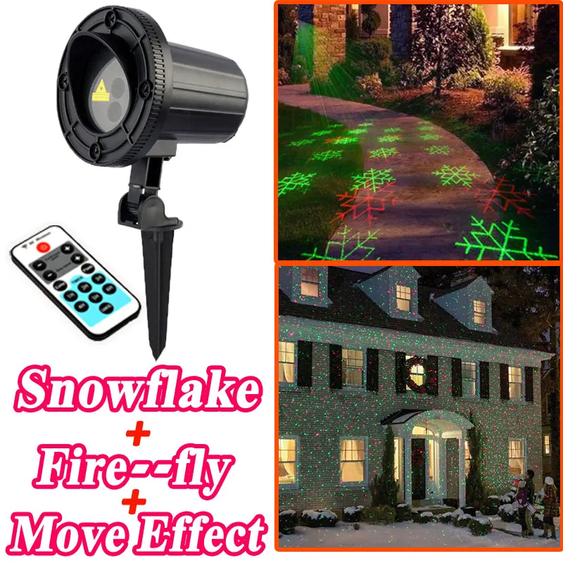 

Christmas Star Laser Snowflake Projector Shower Motion Double Color With Remote Outdoor Waterproof Decorations For Home