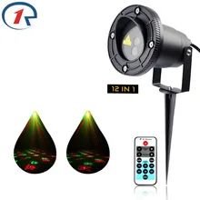 ZjRight Remote control Red Green 12 Xmas patterns laser light Outdoor Waterproof laser projection lamp Bar DJ party stage light